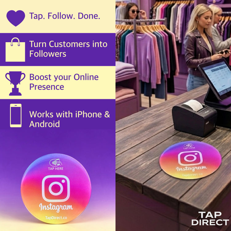 NFC Instagram Follow Plate for
Businesses - Social Media Tap Sign - Epoxy Finish